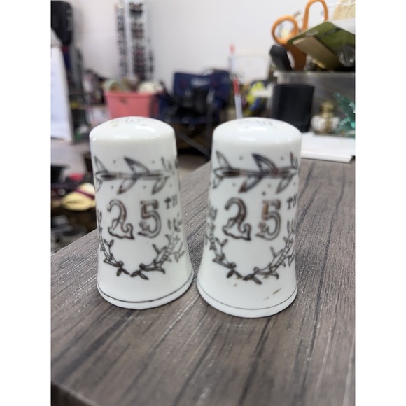 Lefton Other - Vintage 25th anniversary salt and pepper shakers, Lefton 1957